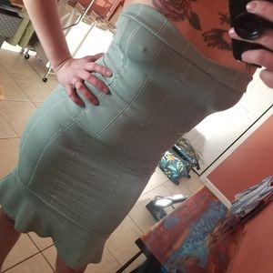 SOLD - Pale Teal Strapless Bodycon Dress - sz 10